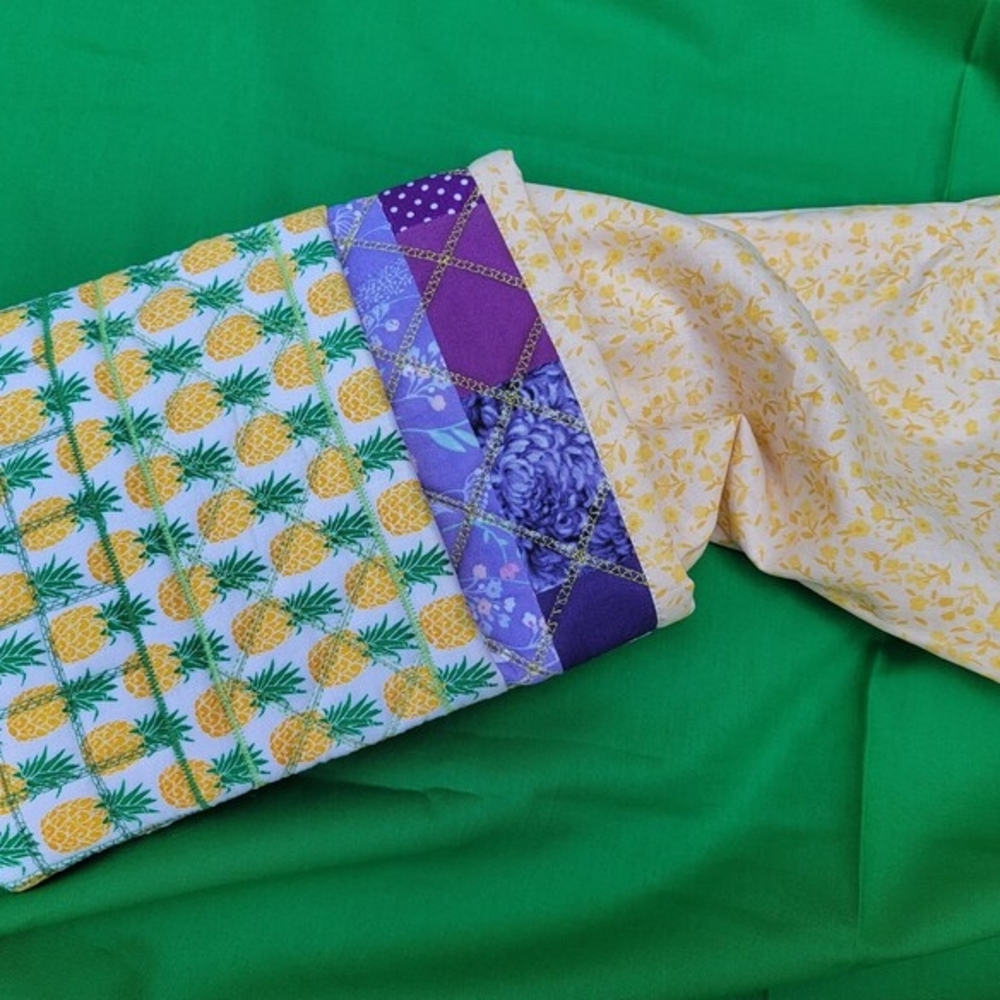 Pineapple Purple And Yellow Print Quilted Book Sleeve - Picture 4 of 7